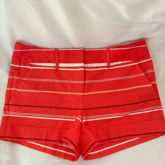 New York & Company Pants - 7th Avenue Orange & White Striped Shorts with Pockets, Belt Loops Womens Size 10